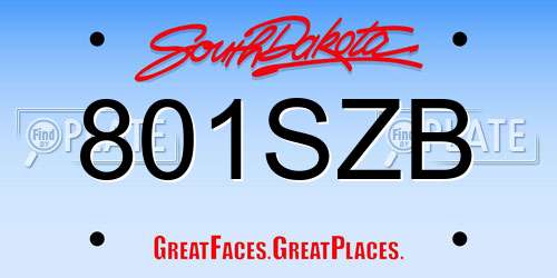 801SZB South Dakota License Plate
