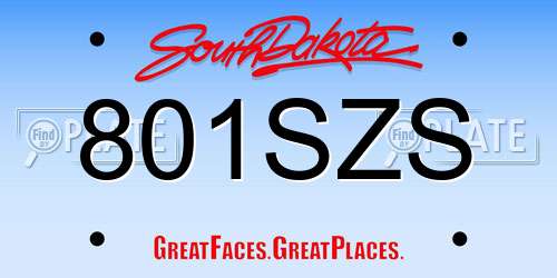801SZS South Dakota License Plate