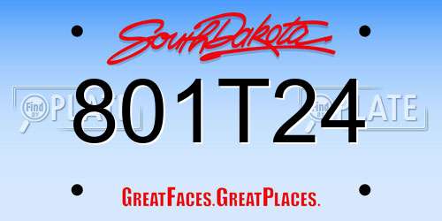 801T24 South Dakota License Plate