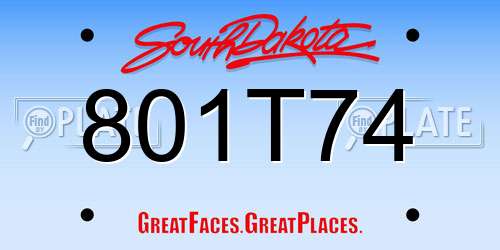 801T74 South Dakota License Plate