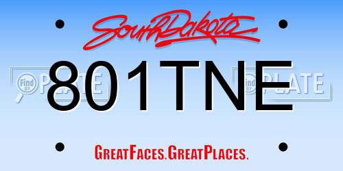 801TNE South Dakota License Plate