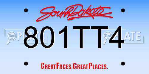 801TT4 South Dakota License Plate