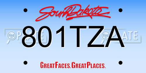 801TZA South Dakota License Plate