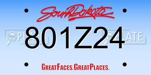 801Z24 South Dakota License Plate