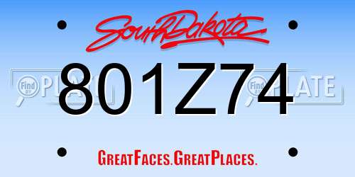 801Z74 South Dakota License Plate
