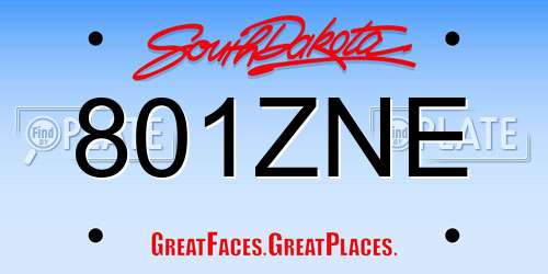 801ZNE South Dakota License Plate