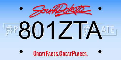 801ZTA South Dakota License Plate