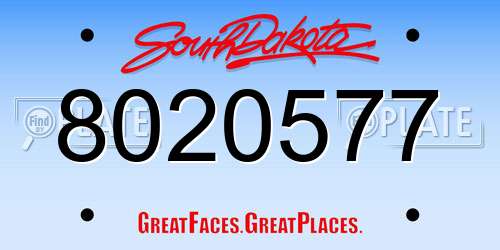8020577 South Dakota License Plate