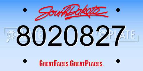 8020827 South Dakota License Plate