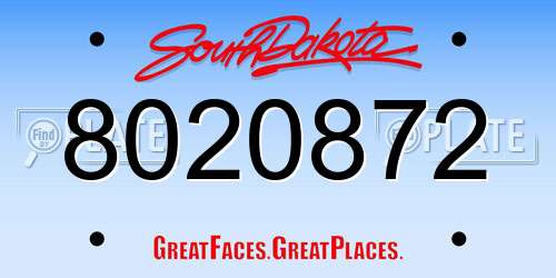 8020872 South Dakota License Plate