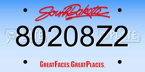 80208Z2 South Dakota License Plate