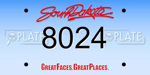 8024 South Dakota License Plate