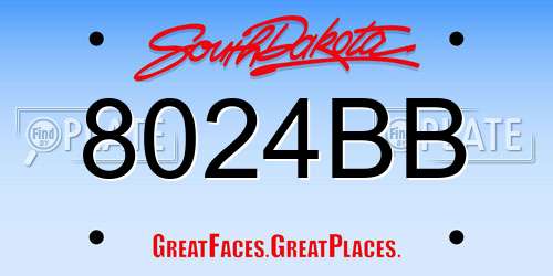8024BB South Dakota License Plate
