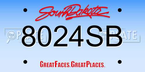 8024SB South Dakota License Plate