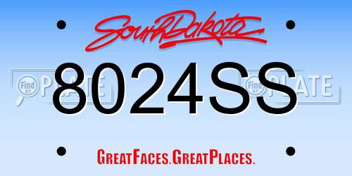 8024SS South Dakota License Plate