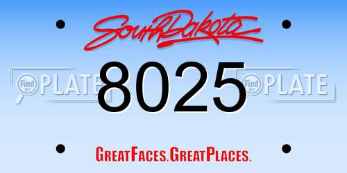 8025 South Dakota License Plate
