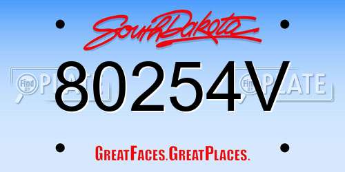 80254V South Dakota License Plate
