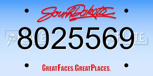 8025569 South Dakota License Plate