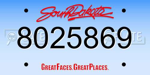 8025869 South Dakota License Plate