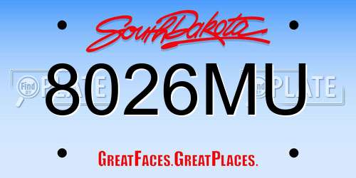 8026MU South Dakota License Plate