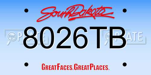 8026TB South Dakota License Plate