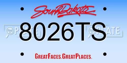 8026TS South Dakota License Plate