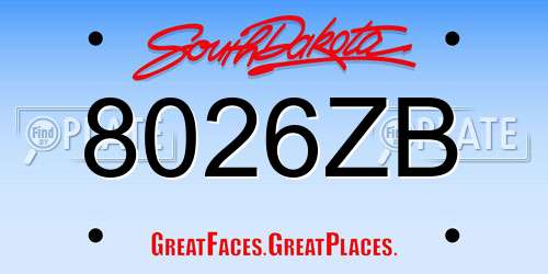 8026ZB South Dakota License Plate