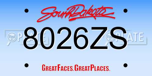 8026ZS South Dakota License Plate