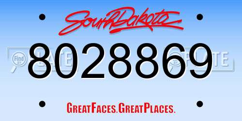 8028869 South Dakota License Plate