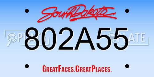 802A55 South Dakota License Plate