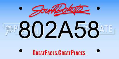 802A58 South Dakota License Plate