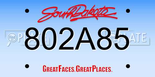 802A85 South Dakota License Plate