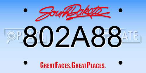 802A88 South Dakota License Plate