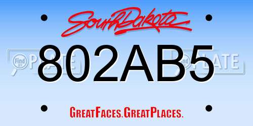 802AB5 South Dakota License Plate