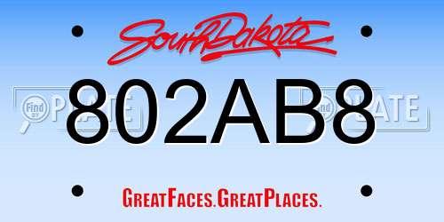 802AB8 South Dakota License Plate