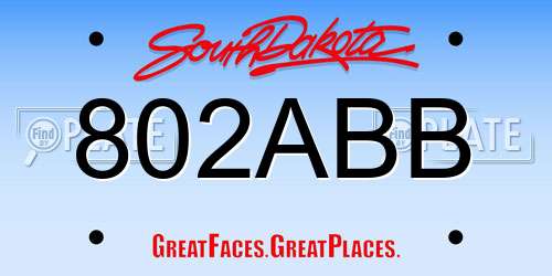 802ABB South Dakota License Plate