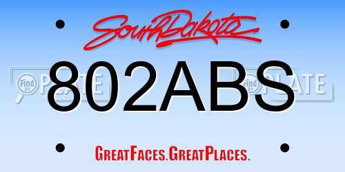 802ABS South Dakota License Plate