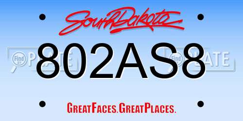 802AS8 South Dakota License Plate