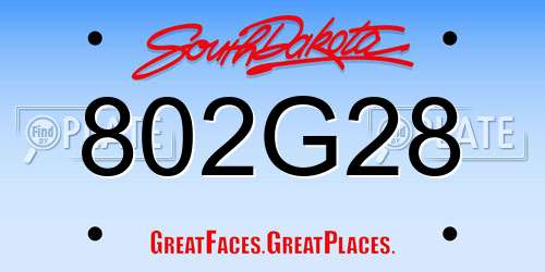 802G28 South Dakota License Plate