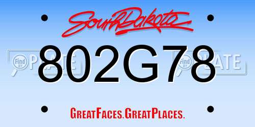 802G78 South Dakota License Plate