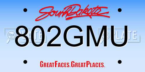 802GMU South Dakota License Plate