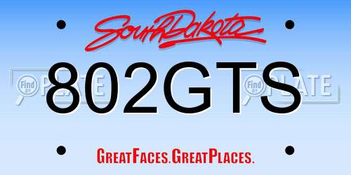 802GTS South Dakota License Plate
