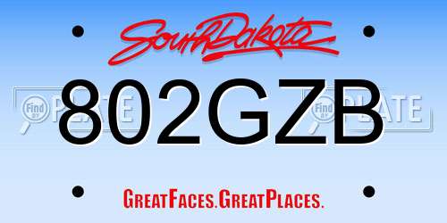802GZB South Dakota License Plate