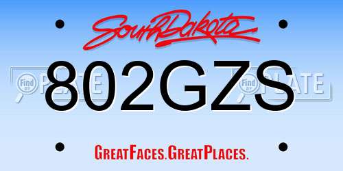 802GZS South Dakota License Plate