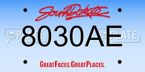 8030AE South Dakota License Plate