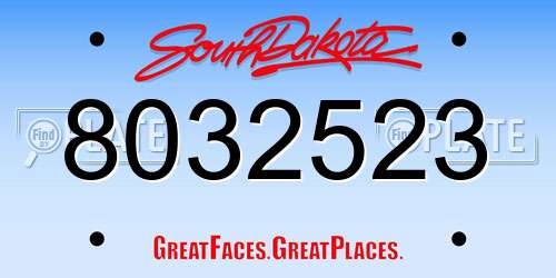 8032523 South Dakota License Plate
