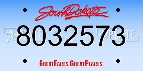 8032573 South Dakota License Plate