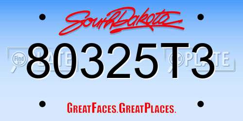 80325T3 South Dakota License Plate