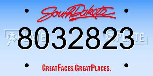 8032823 South Dakota License Plate