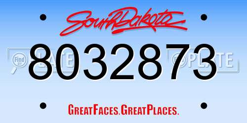 8032873 South Dakota License Plate